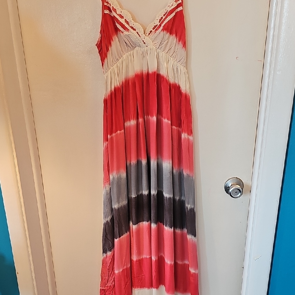 Pink and Black Tie-Dye Maxi Dress